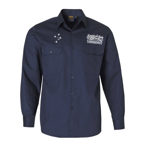 Steer on a Spit Navy Workshirt- Nabiac Front Full