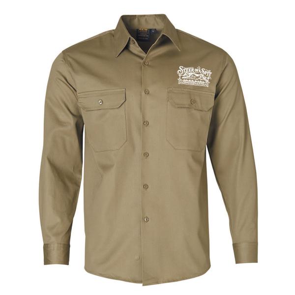 Steer on a Spit Khaki Workshirt- Nabiac Front Full