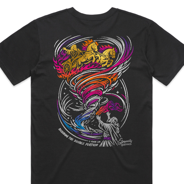 Elijah & Elisha whirlwind in Silver + Gold + Full Colour Back
