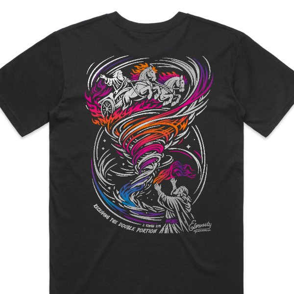 Elijah & Elisha whirlwind in Silver + Full Colour Back