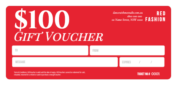 Red Fashion $100 Voucher Back