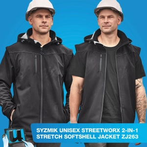 SYZMIK Unisex Streetworx 2-in-1 Stretch Softshell Jacket ZJ263