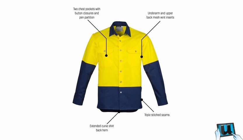 SYZMIK Industrial Long Sleeve Shirt ZW122 | Mens