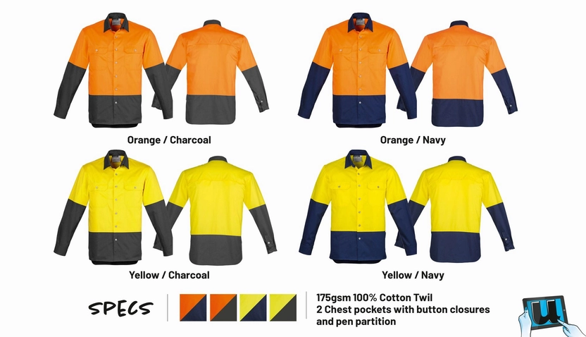 SYZMIK Industrial Long Sleeve Shirt ZW122 | Mens