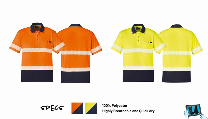 SYZMIK Hi Vis Segmented Tape Short Sleeve Polo ZH535 | Unisex